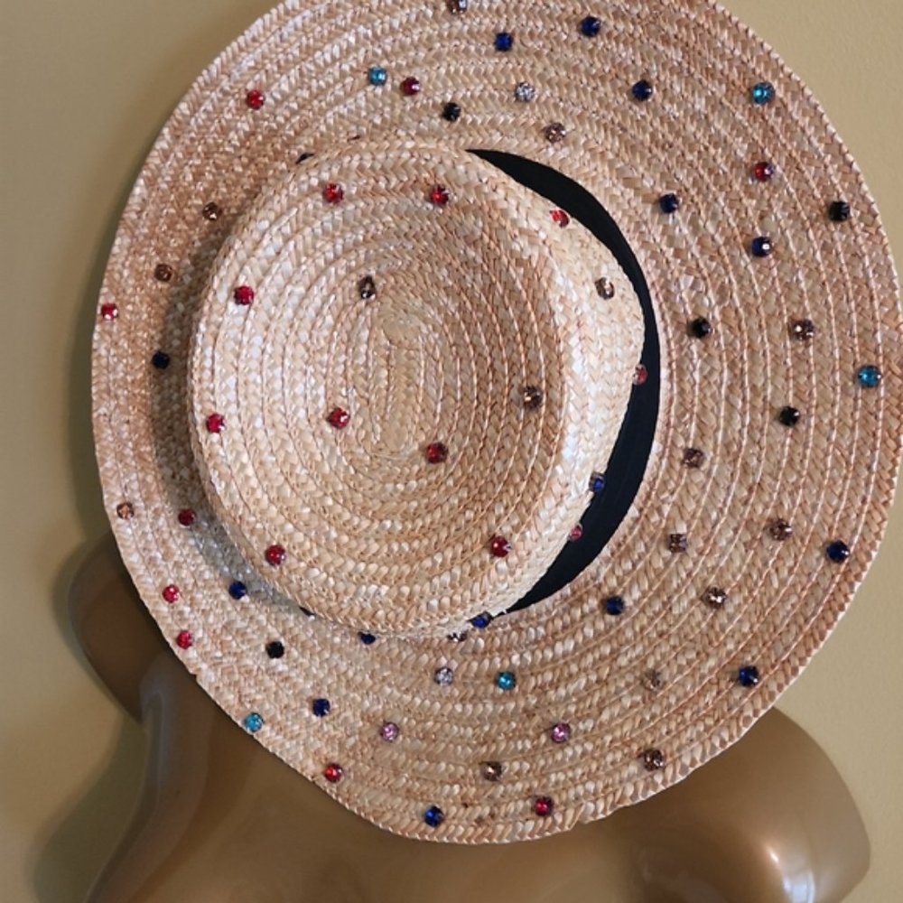 Jeweled straw hat - Picture 2 of 4